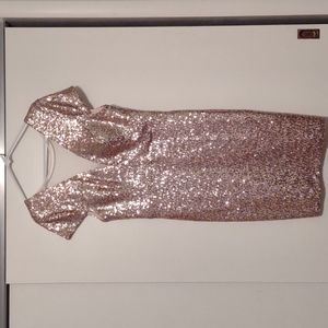 Bisou Bisou Rose Gold Sequin Mini Dress size 14
